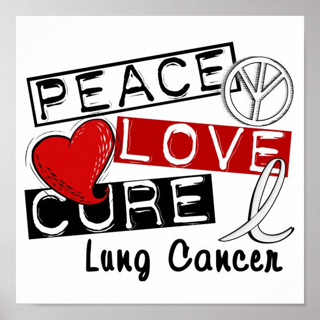 Affiche Peace Love Cure Cancer du Poumon (Devant)