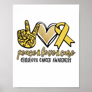 Affiche Peace Love Cure Chilhood Cancer Awareness