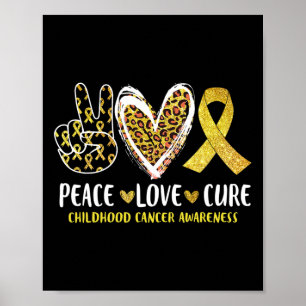 Affiche Peace Love Cure Chilhood Cancer Awareness Leopart