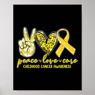 Affiche Peace Love Cure Chilhood Cancer Awareness Leopart