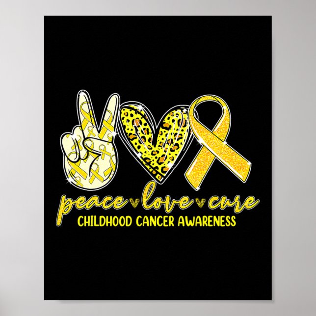 Affiche Peace Love Cure Chilhood Cancer Awareness Leopart (Devant)