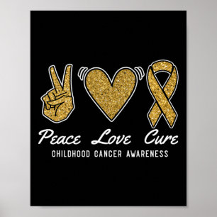 Affiche Peace Love Cure Chilhood Cancer Awareness Ruban