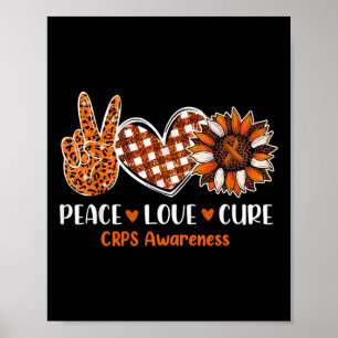 Affiche Peace Love Cure Crps Mois de sensibilisation Guerr