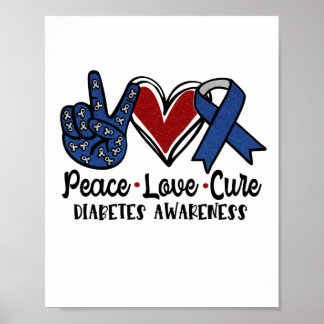 Affiche Peace Love Cure Diabetes Awareness