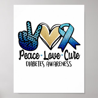 Affiche Peace Love Cure Diabetes Awareness