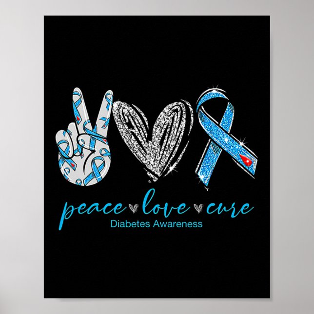 Affiche Peace Love Cure Diabetes Sensibilisation 2 (Devant)