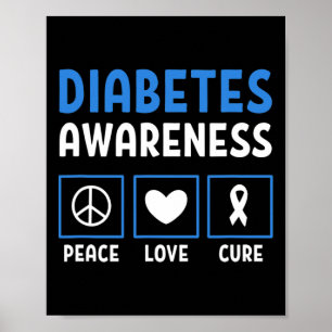 Affiche Peace Love Cure Diabetes Sensibilisation 3