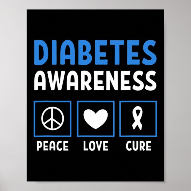 Affiche Peace Love Cure Diabetes Sensibilisation 3 (Devant)