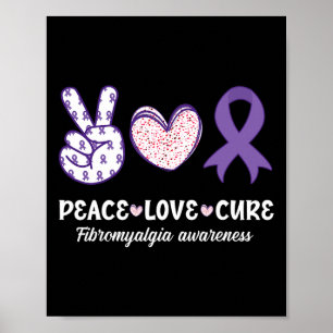 Affiche Peace Love Cure Fibromyalgie Mois de sensibilisati