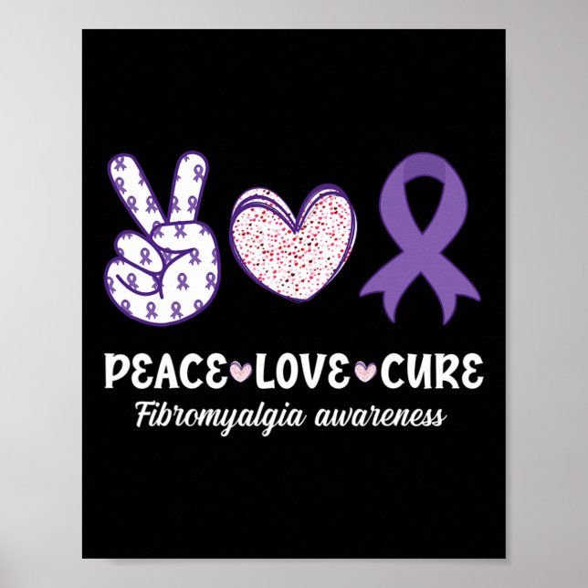Affiche Peace Love Cure Fibromyalgie Mois de sensibilisati (Devant)