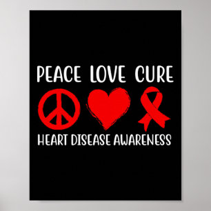 Affiche Peace Love Cure Heart Disease Awareness Hommes Fem