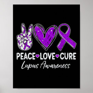 Affiche Peace Love Cure Lupus Sensibilisation Guerrier Rib