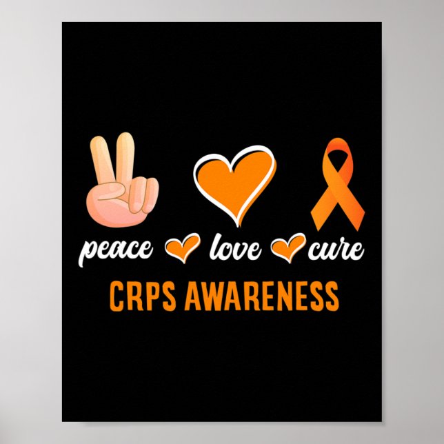 Affiche Peace Love Cure Orange Ribbon Rsd Crps Sensibilisa (Devant)