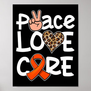 Affiche Peace Love Cure Orange Ribbon Sensibilisation à la