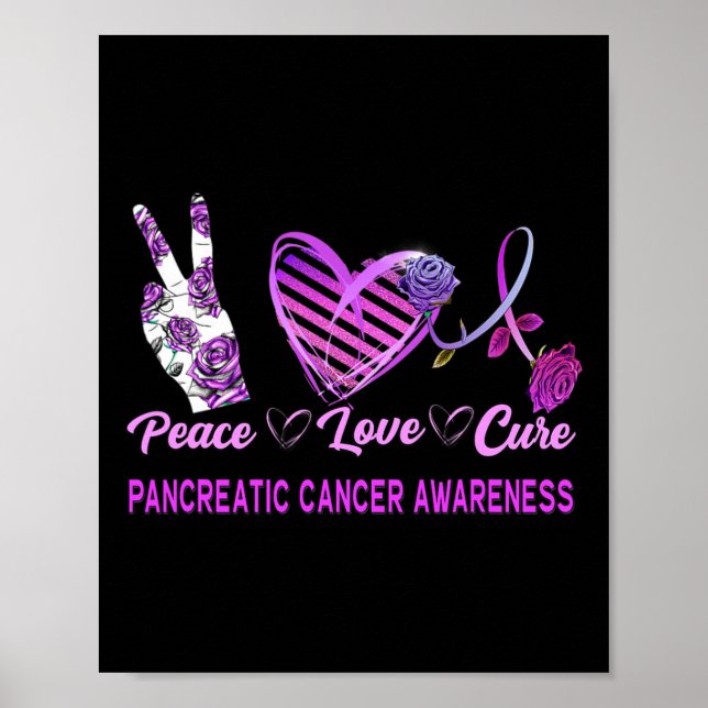 Affiche Peace Love Cure Pancréatic Cancer Sensibilisation  (Devant)