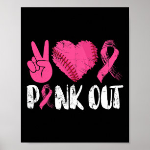 Affiche Peace Love Cure Pink Out Cancer du sein Bysebyll P