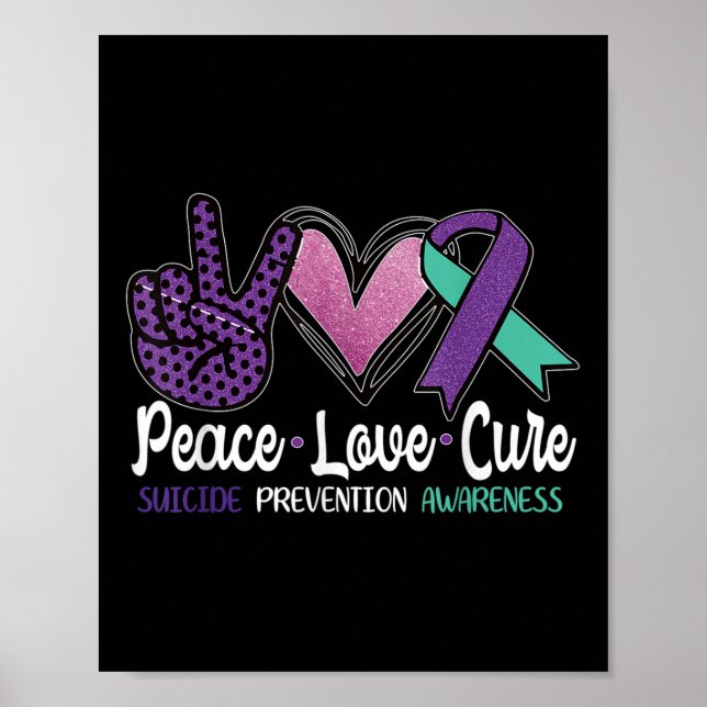 Affiche Peace Love Cure Prévention du suicide (Devant)