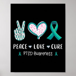 Affiche Peace Love Cure Ptsd Stress Disorder Sensibilisati