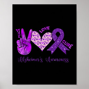 Affiche Peace Love Cure Purple Ribbon Alzheimer Lauréats d