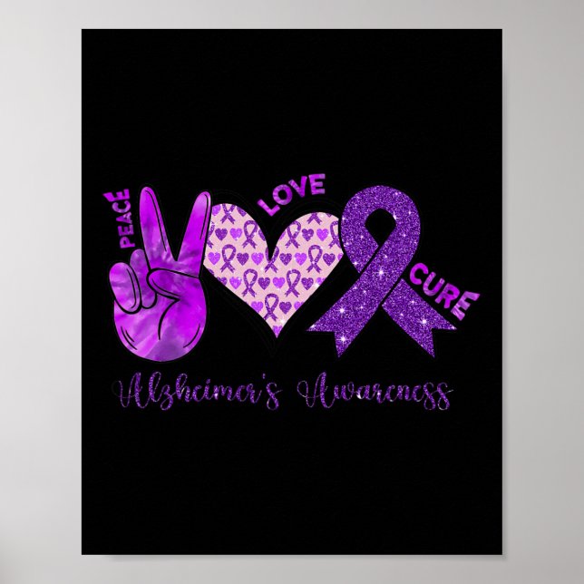 Affiche Peace Love Cure Purple Ribbon Alzheimer Lauréats d (Devant)