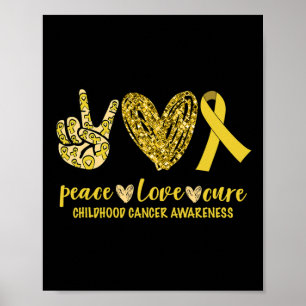 Affiche Peace Love Cure Ribbon Sensibilisation au cancer c