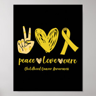 Affiche Peace Love Cure Ribbon Sensibilisation au cancer c