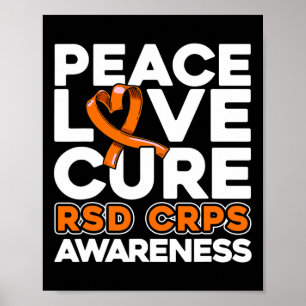 Affiche Peace Love Cure Rsd Crps Sensibilisation