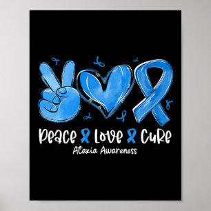Affiche Peace Love Cure Ruban Bleu Sensibilisation à l'ata