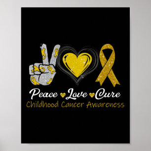 Affiche Peace Love Cure - Sensibilisation au cancer chez l