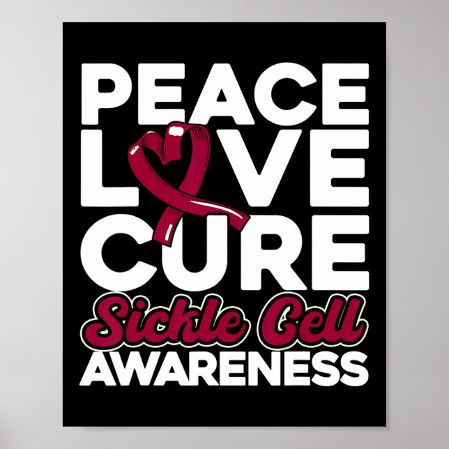 Affiche Peace Love Cure Sickle Cell Awareness 1 (Devant)