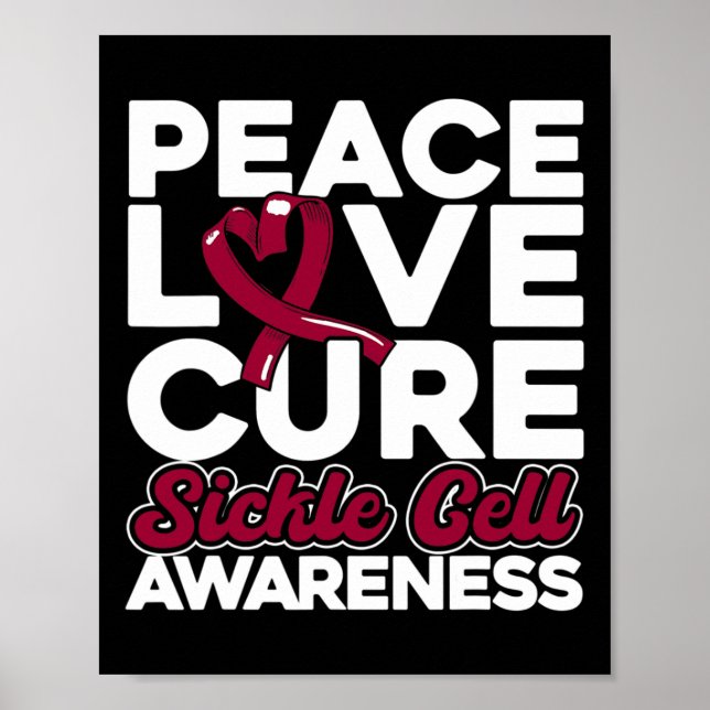 Affiche Peace Love Cure Sickle Cell Awareness 1 (Devant)
