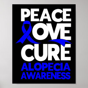 Affiche Peace Love Cure Support Alopecia Awareness Ruban