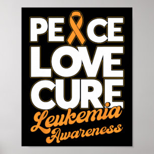 Affiche Peace Love Cure Support Leukemia Sensibilisation R