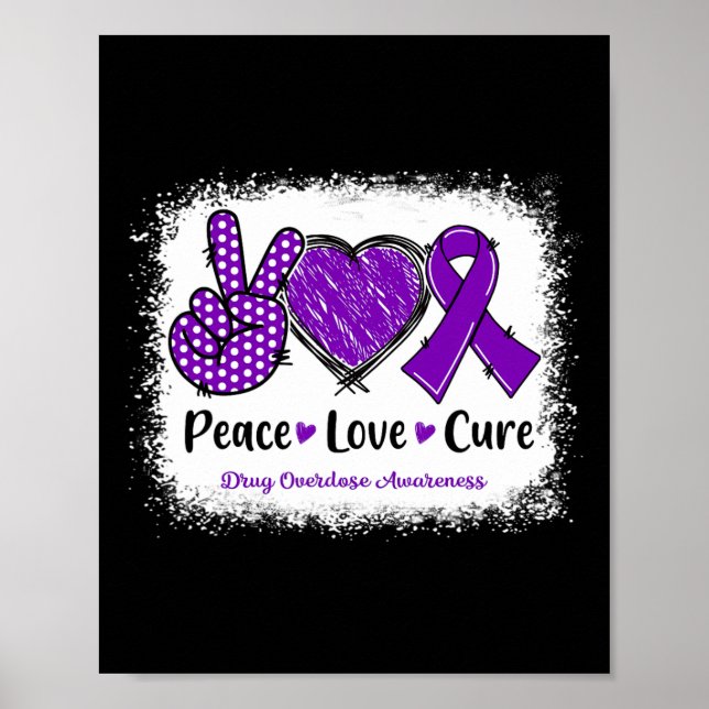 Affiche Peace Love Cure Toxicomanie Sensibilisation Rib po (Devant)