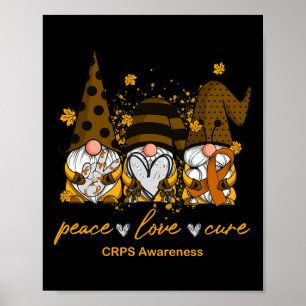 Affiche Peace Love Cure Trois Gnomes Orange Ribbon Crps Aw
