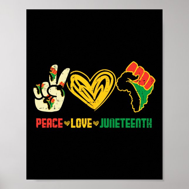 Affiche Peace Love Drapeau du 19 juin Africain Noir (Devant)