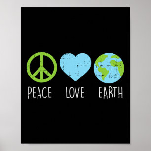 Affiche Peace Love Earth Cool Hippie Hippie Hippy Environm