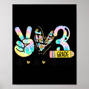 Affiche Peace Love Enseignant de troisième année Fun Tie D