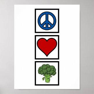 Affiche Peace Love et Broccoli