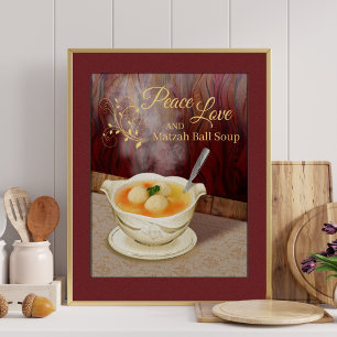 Affiche Peace Love et Matzah Ball Soup Kitchen Art Imprime