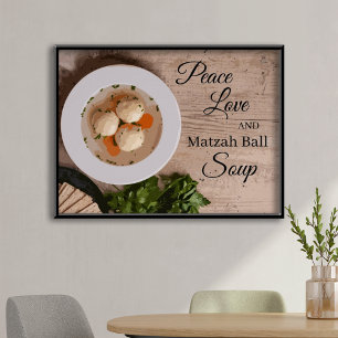 Affiche Peace Love et Matzah Ball Soup Kitchen Art Imprime