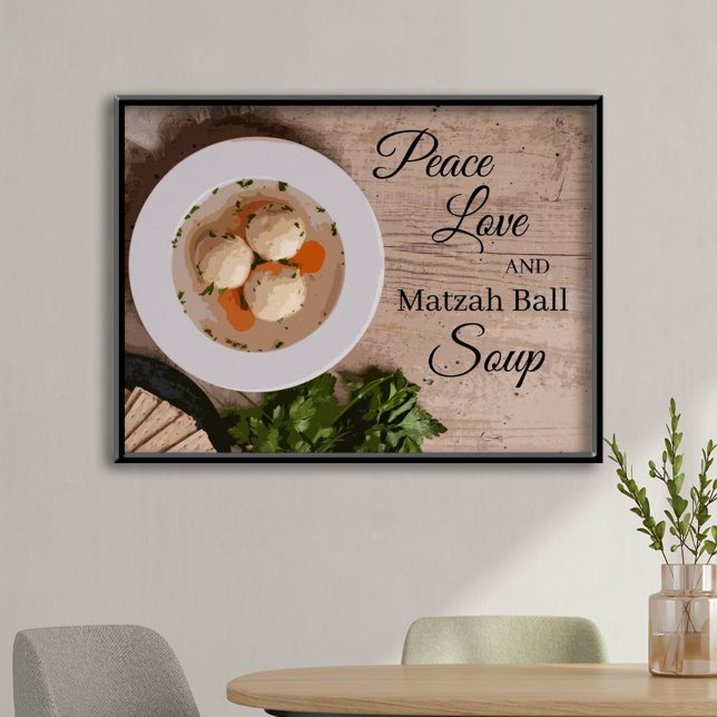 Affiche Peace Love et Matzah Ball Soup Kitchen Art Imprime (Créateur téléchargé)