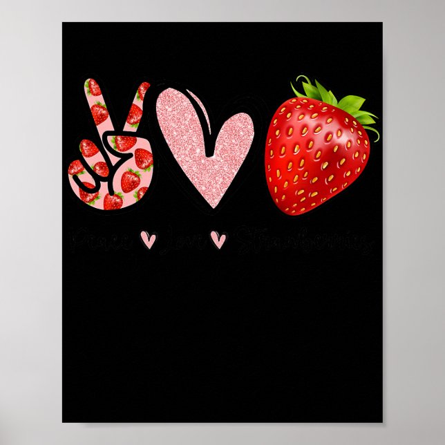 Affiche Peace Love Farmer fraises Lover (Devant)