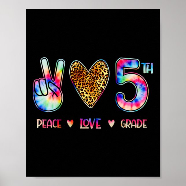 Affiche Peace Love Fifth Grade Squad Back To School Gift  (Devant)