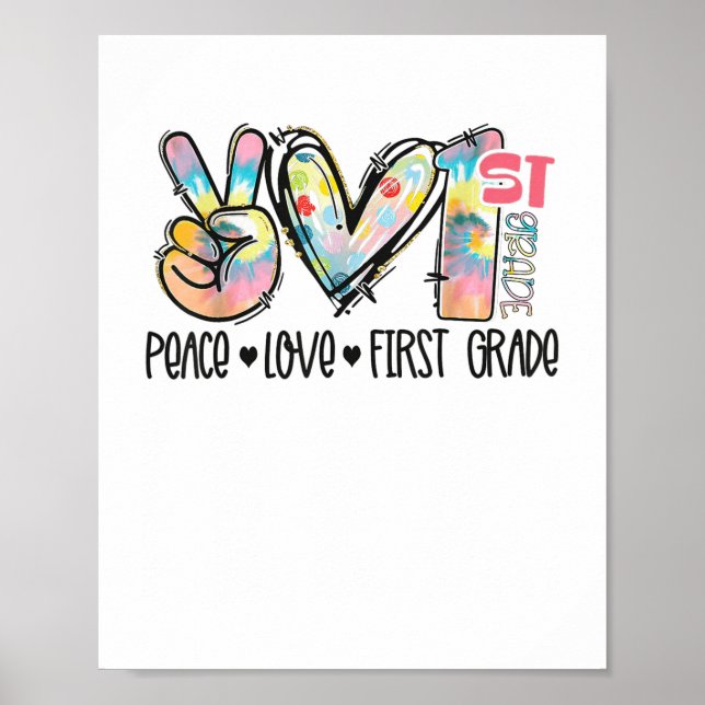 Affiche Peace Love First Grade Tie Dye Professeur _1 (Devant)