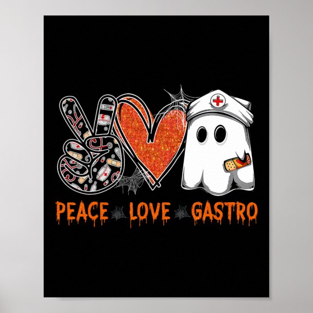 Affiche Peace Love Gastro Ghost Infirmière Gastroentérolog (Devant)