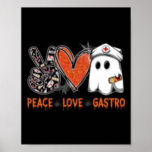 Affiche Peace Love Gastro Ghost Infirmière Gastroentérolog