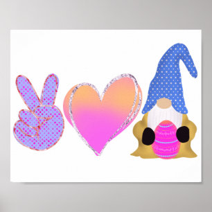 Affiche Peace Love Gnome   Belle Sublimation Pastel de Pâq