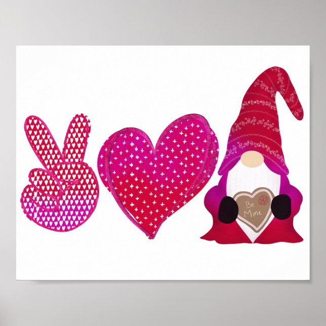 Affiche Peace Love Gnome | Sublimation de la Saint Valenti (Devant)