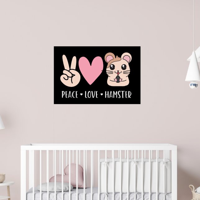 Affiche Peace Love Hamster Funny mignon Hamster Lover Cade (Pépinière 2)